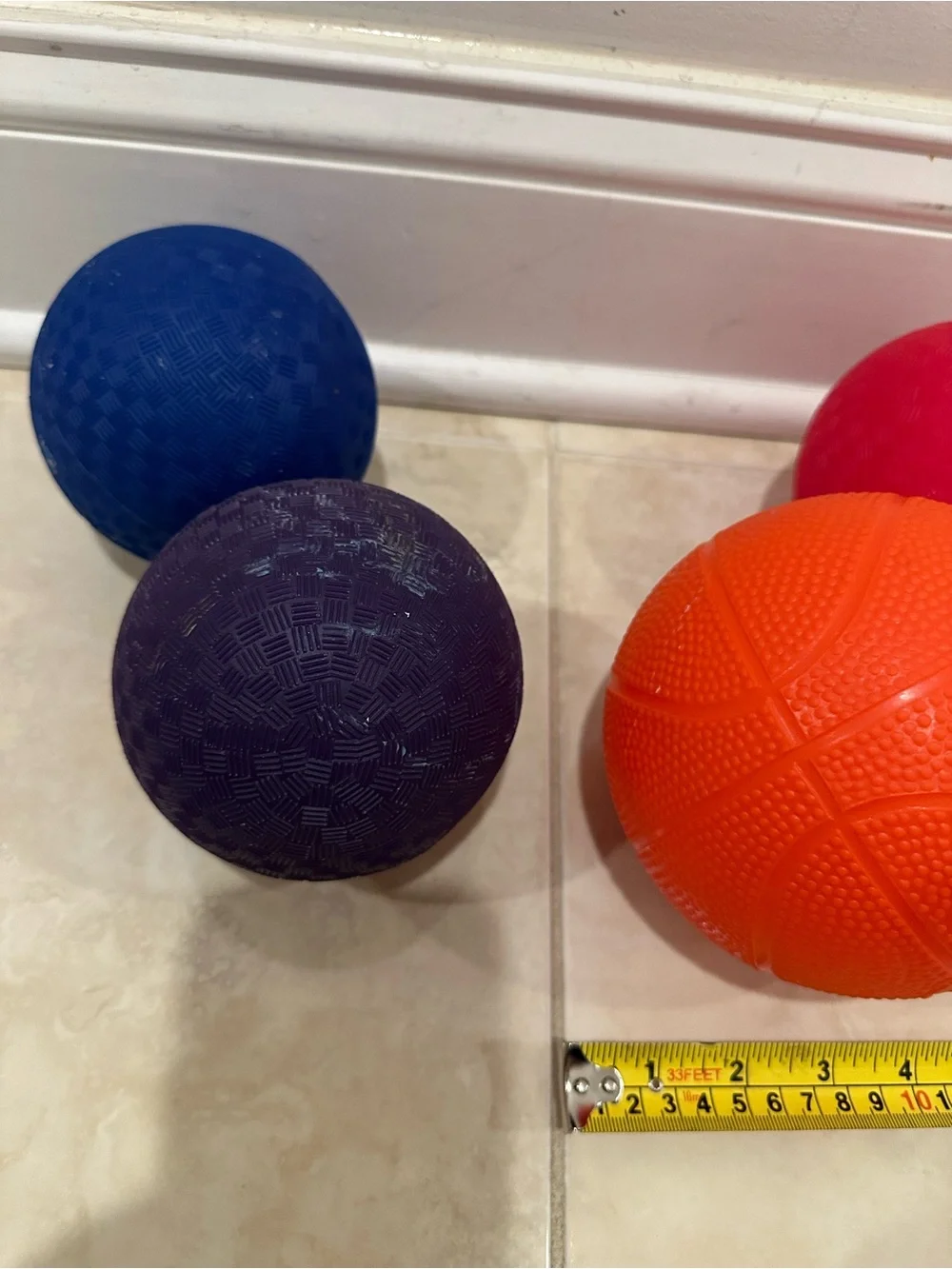 Set of Four Colorful Rubber Playground Balls - Orange, Blue, Pink, Navy Catch